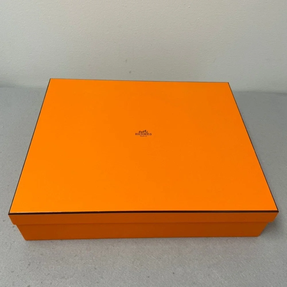 Hermes Large Storage Box Orange Authentic With Care Booklets 17.75x14.5x4